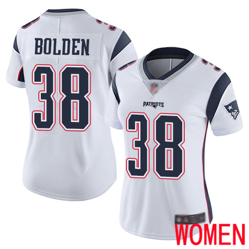 New England Patriots Football #38 Vapor Limited White Women Brandon Bolden Road NFL Jersey